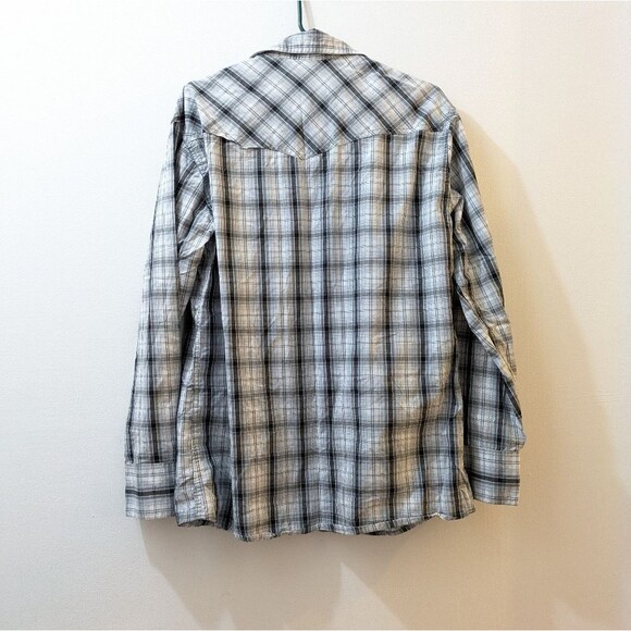 Wyoming Traders Western Blue Plaid Pearl Snap Button Down Shirt Mens Medium - Picture 2 of 12